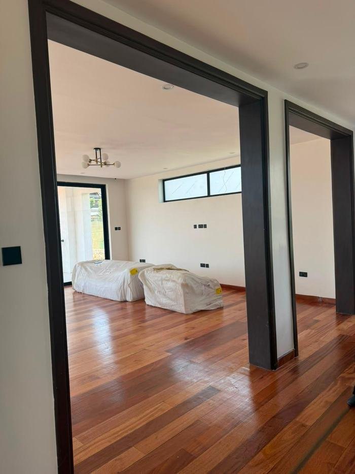 Mahogany door frames and flooring